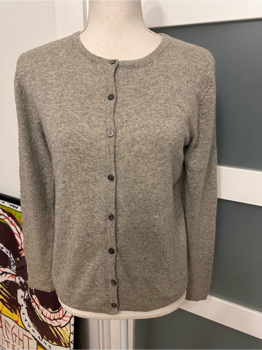 Vintage Classic Cashmere Heathered Gray Cardigan SZ Small Quiet Luxury GUC